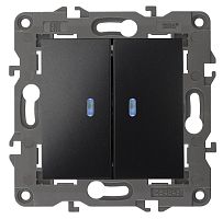 Выключатель с подсветкой без рамки Эра Elegance 2-кл. антрацит картинка